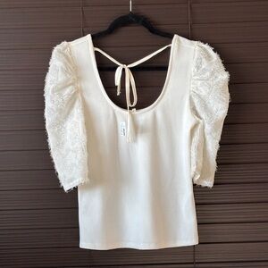 Maurices Cream Lace Sleeve Blouse